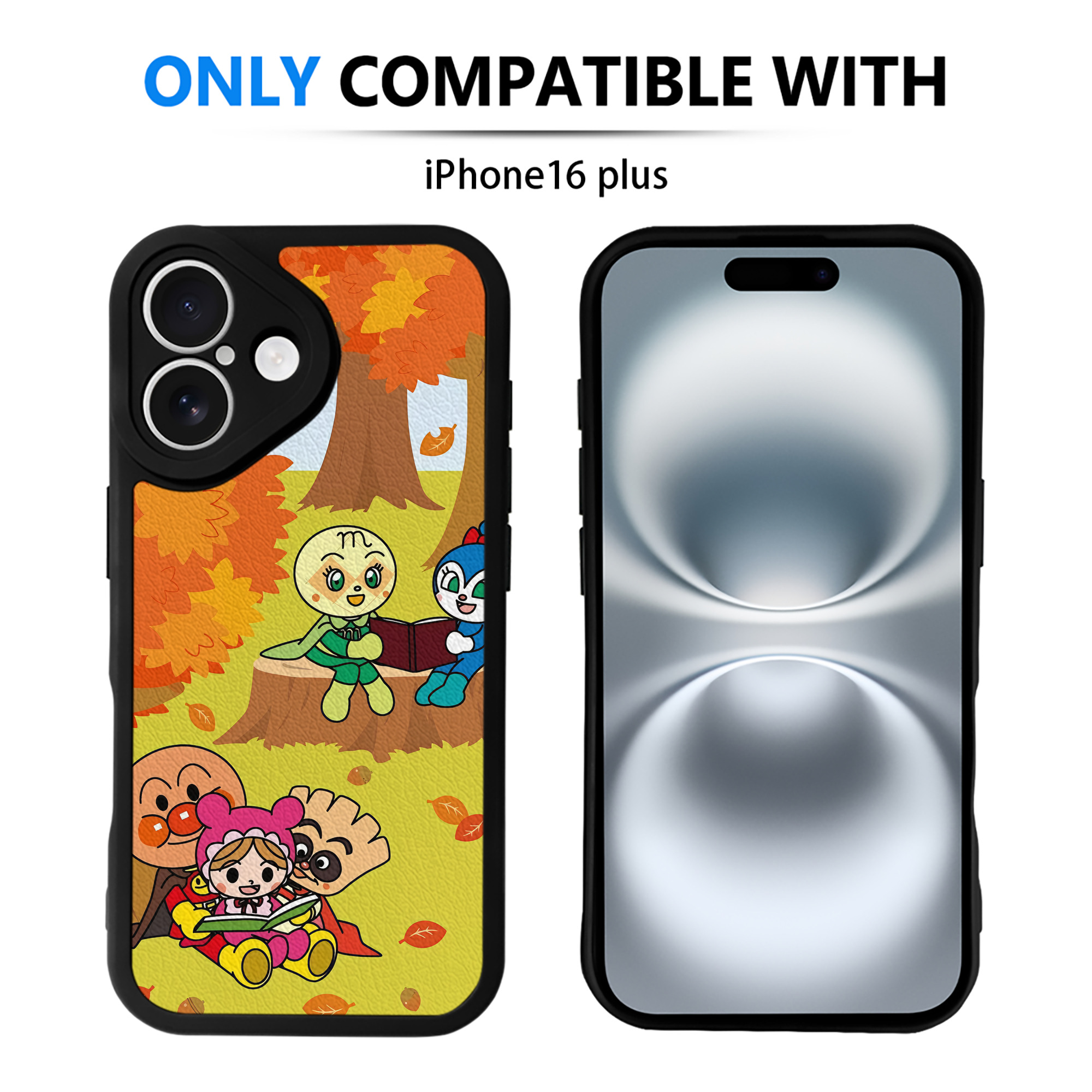 （画像用） アンパンマン Anpanman 【iPhone 16シリーズ対応】シリコンスマホケース（レザー調） 材質：シリコン